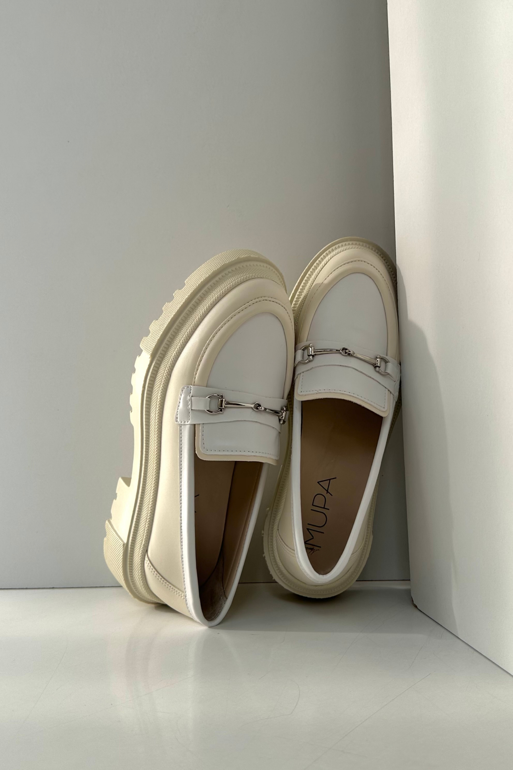 Kadın Loafer Ayakkabı BEJ BEYAZ