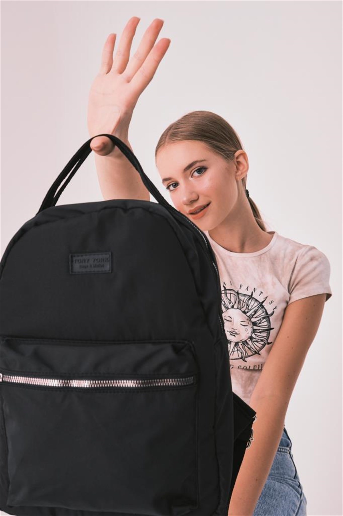 Çift Kuplu Kadın Sırt Çantası SİYAH