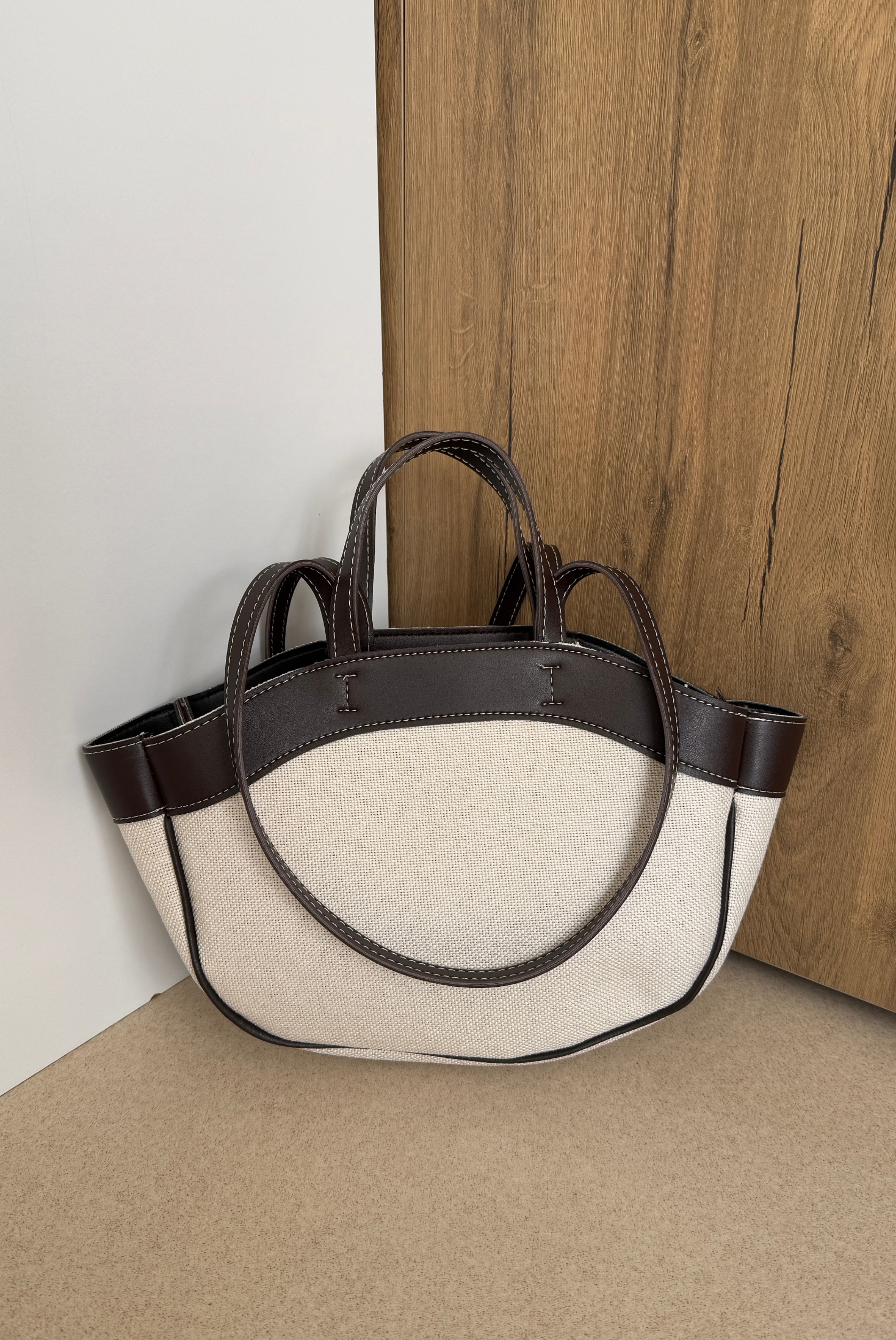 Kadın Çift Askılı Çanta KETEN ACI KAHVE