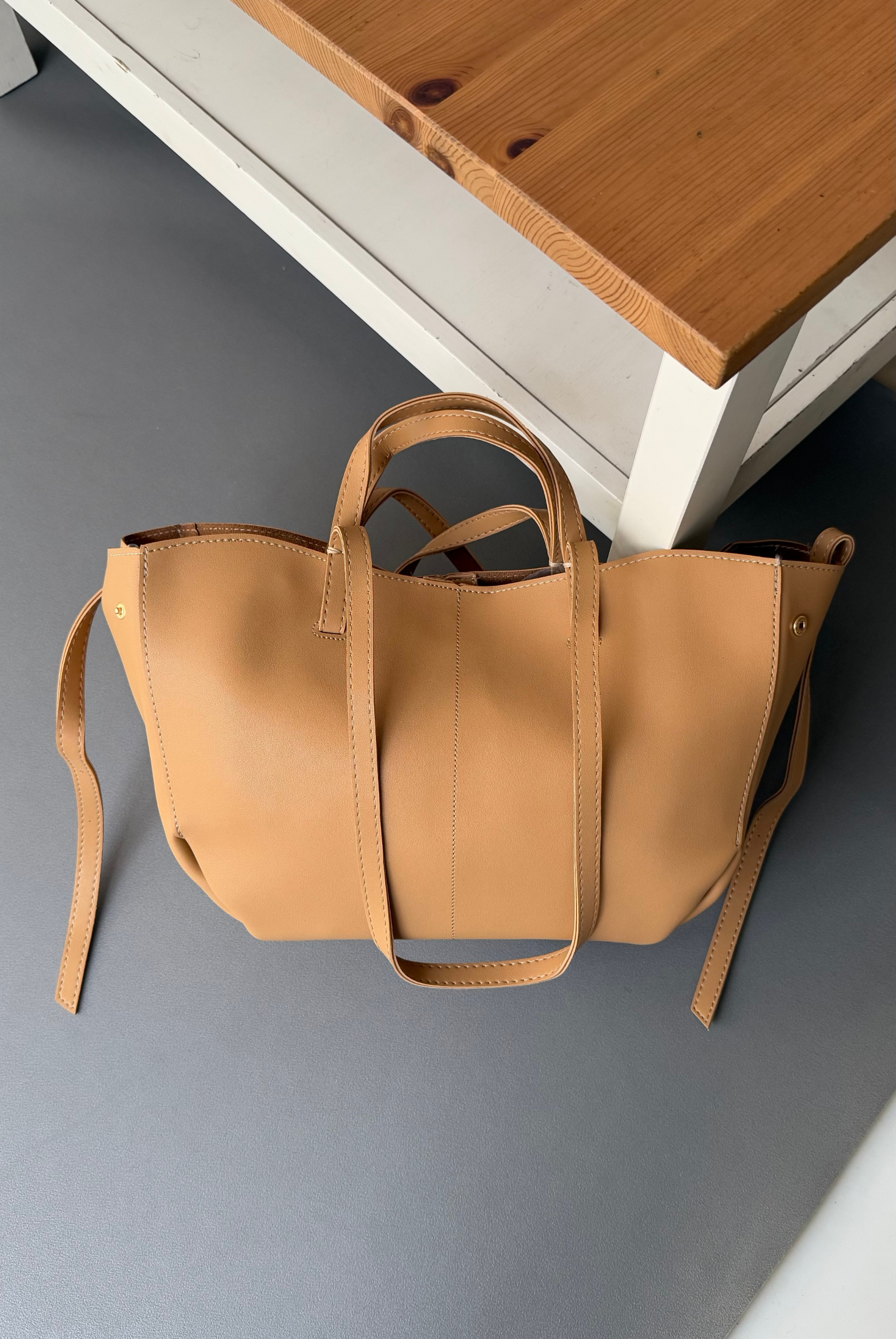 Kadın Çift Askılı Omuz Çantası CAMEL