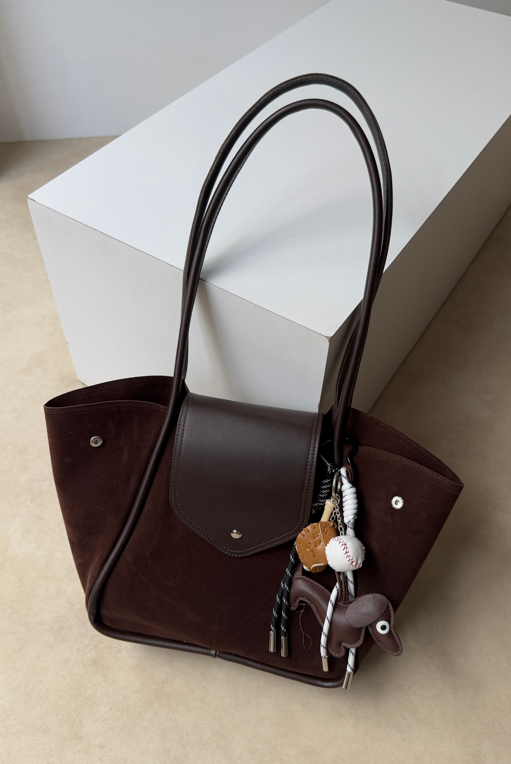 Kadın El ve Omuz Çantası ACI KAHVE SÜET