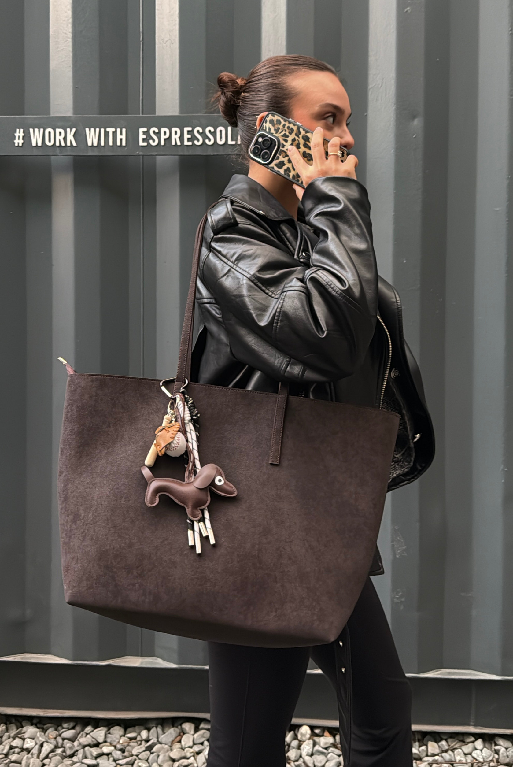 Kadın El ve Omuz Çantası ACI KAHVE SÜET