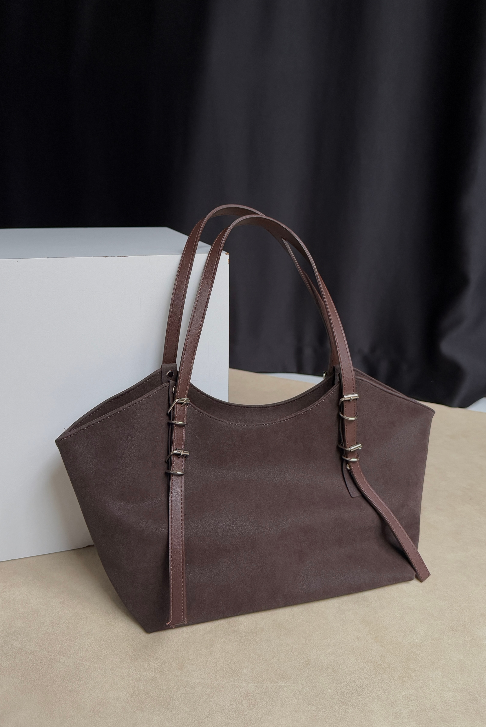 Kadın El ve Omuz Çantası ACI KAHVE SÜET