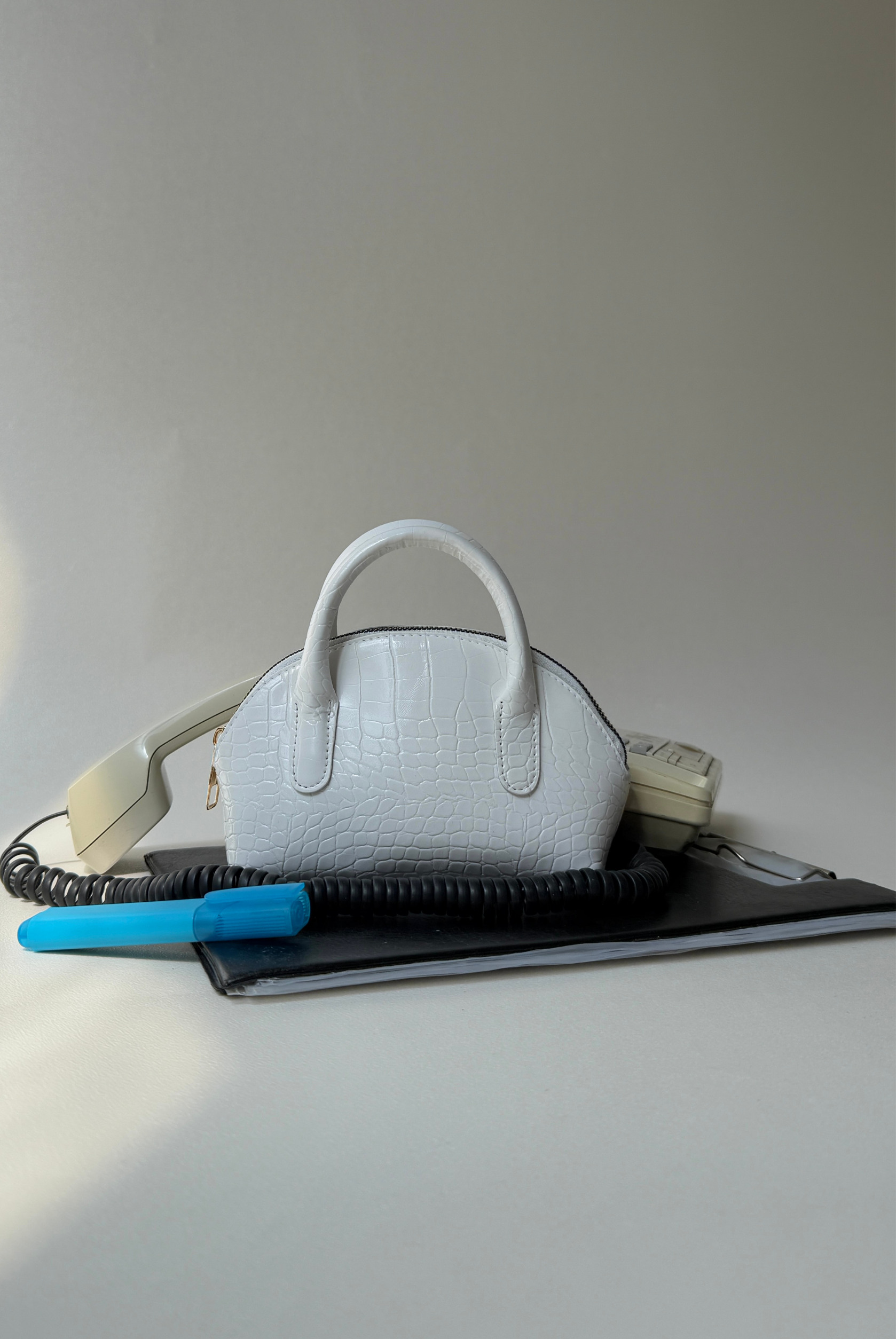 Kadın El ve Omuz Çantası BEYAZ CROCO