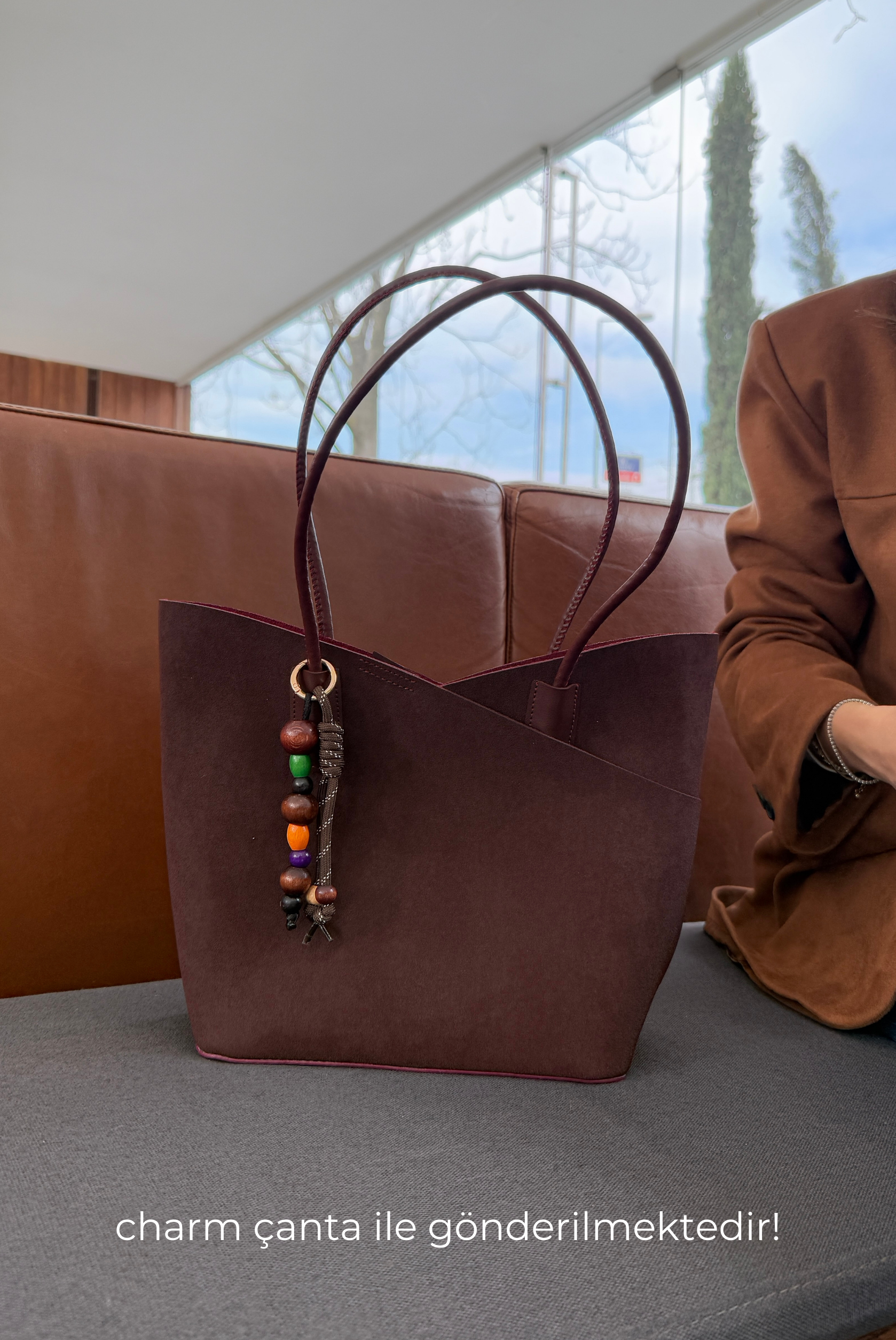 Kadın El ve Omuz Çantası BORDO SÜET