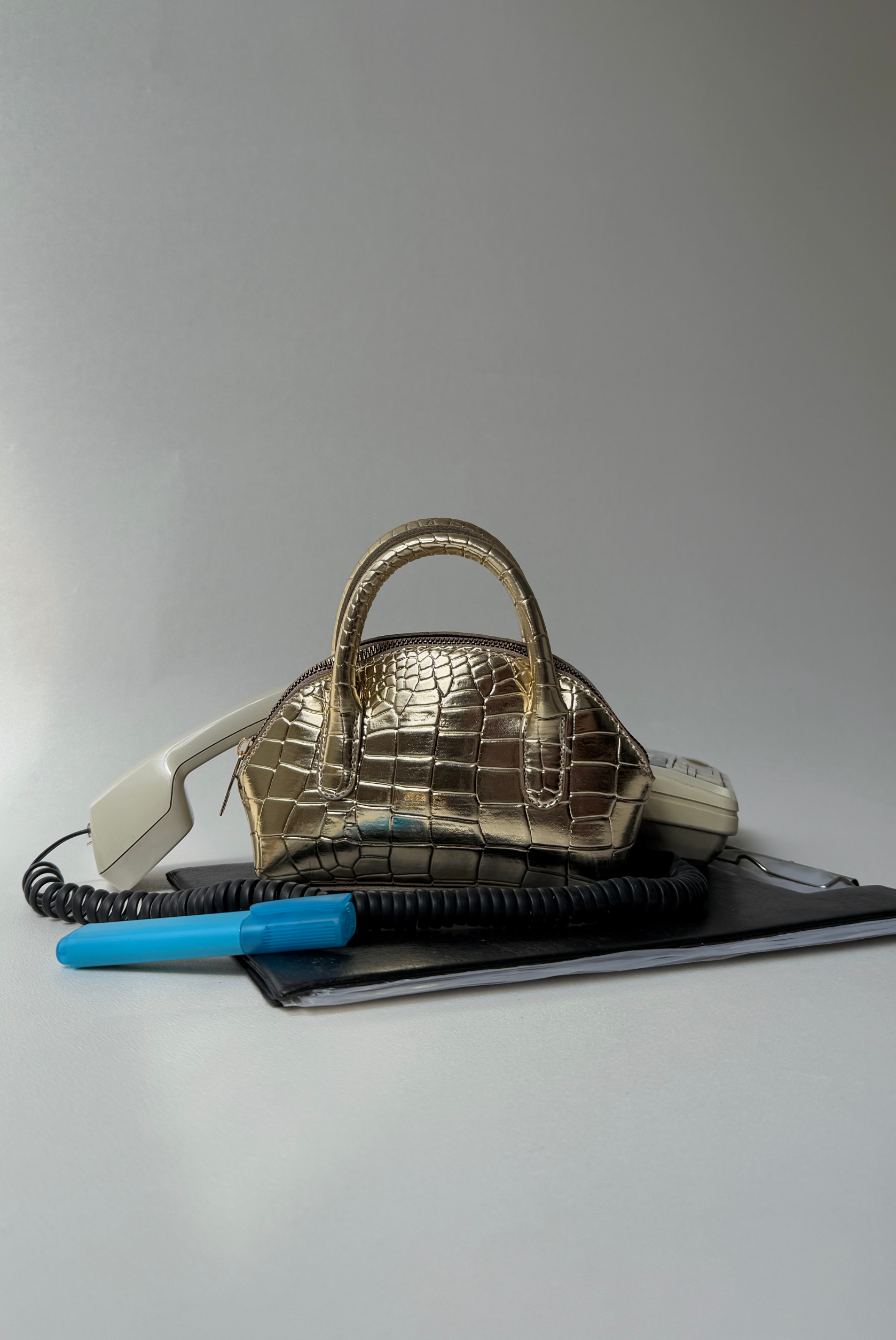 Kadın El ve Omuz Çantası GOLD CROCO