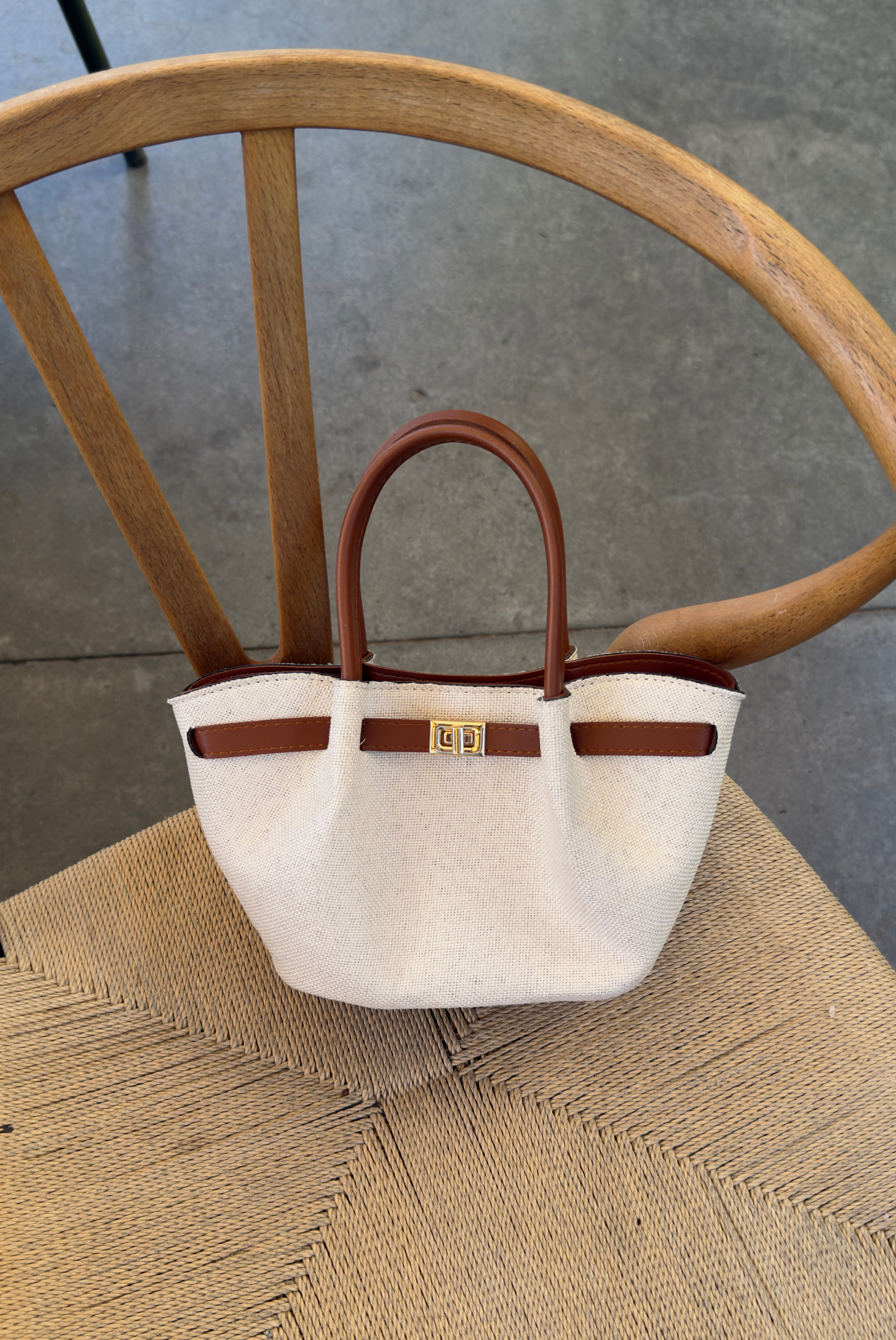 Kadın El ve Omuz Çantası KETEN TABA