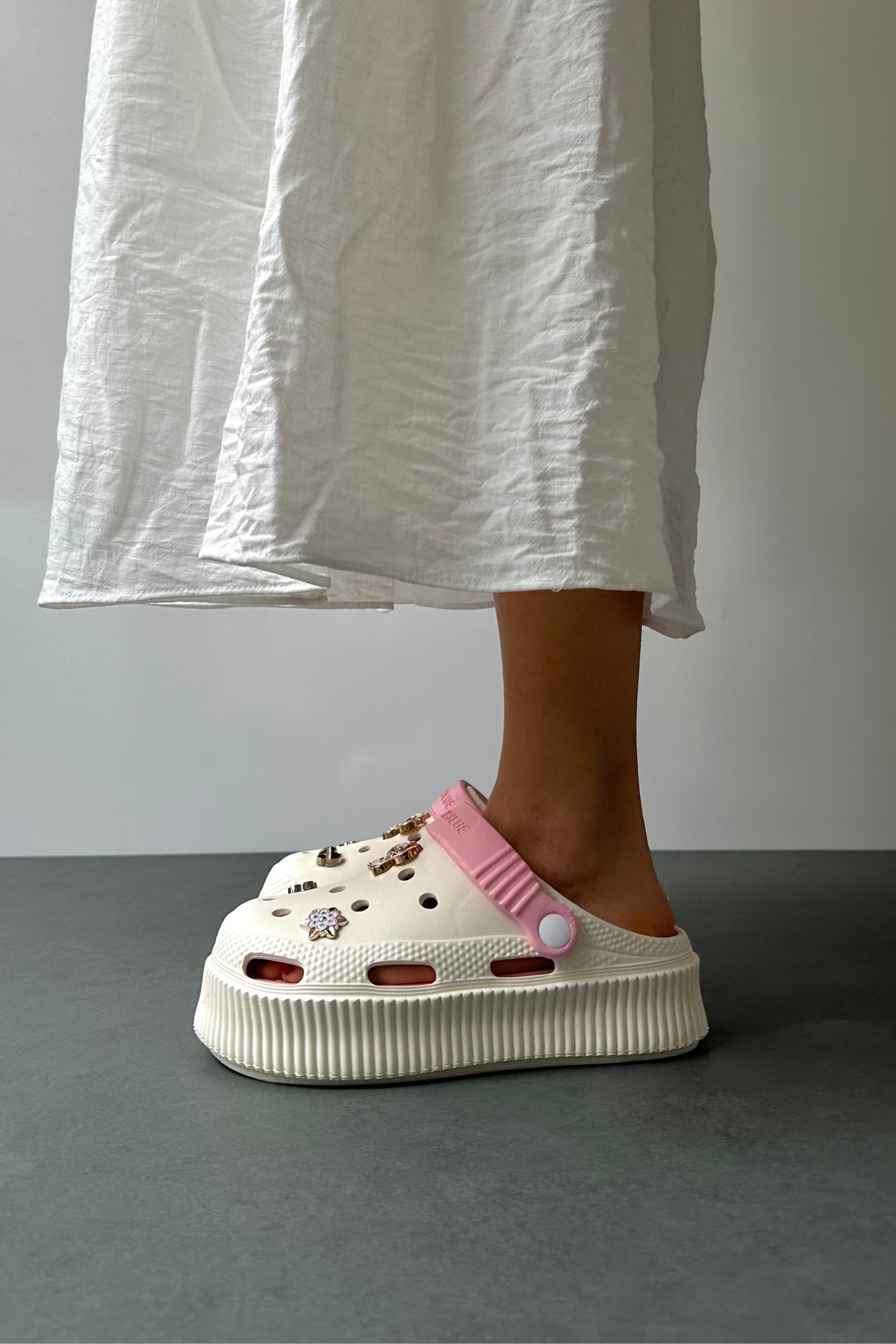 Kadın Eva Terlik Taşlı KREM PEMBE