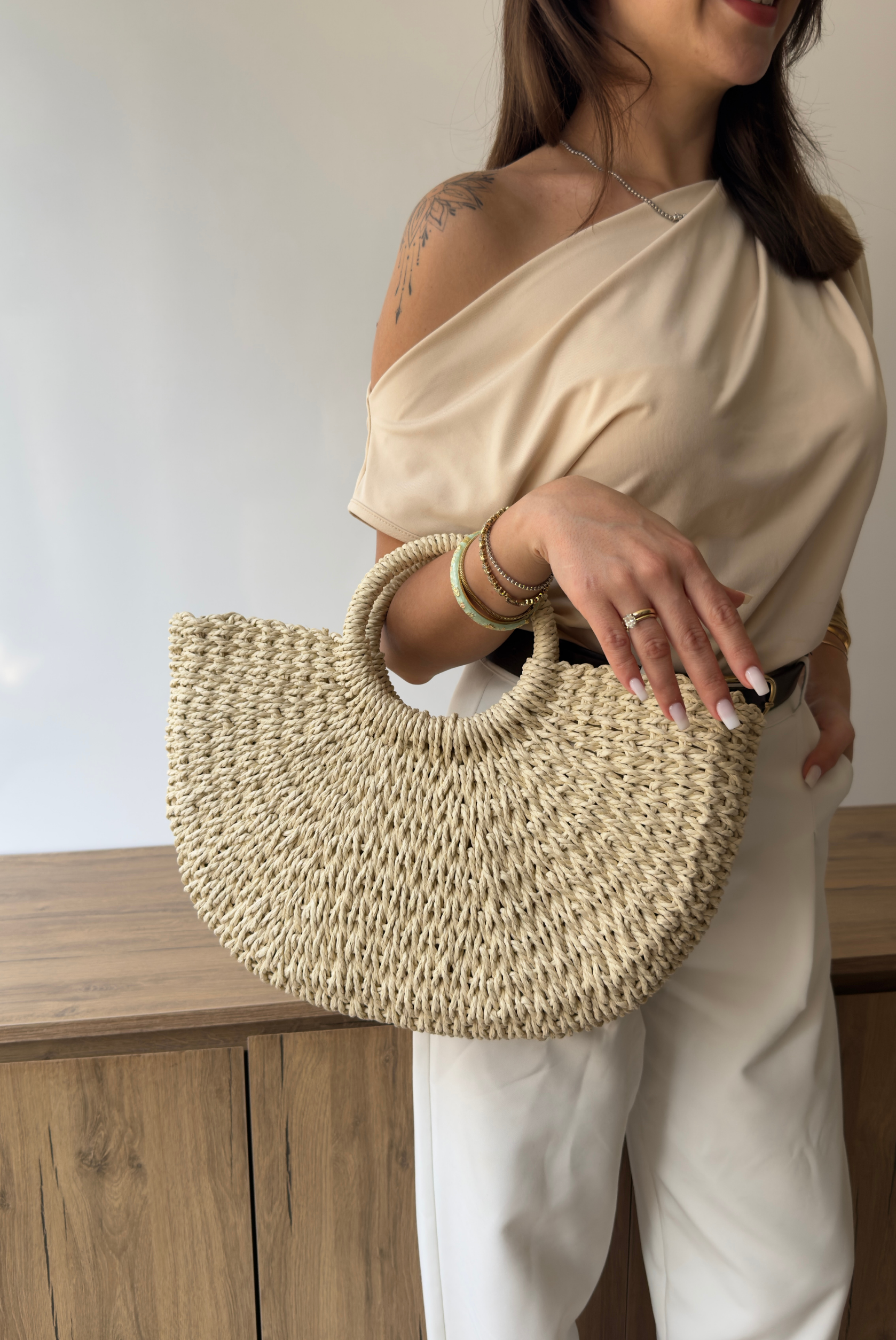Kadın Hasır El Çantası BEJ HASIR