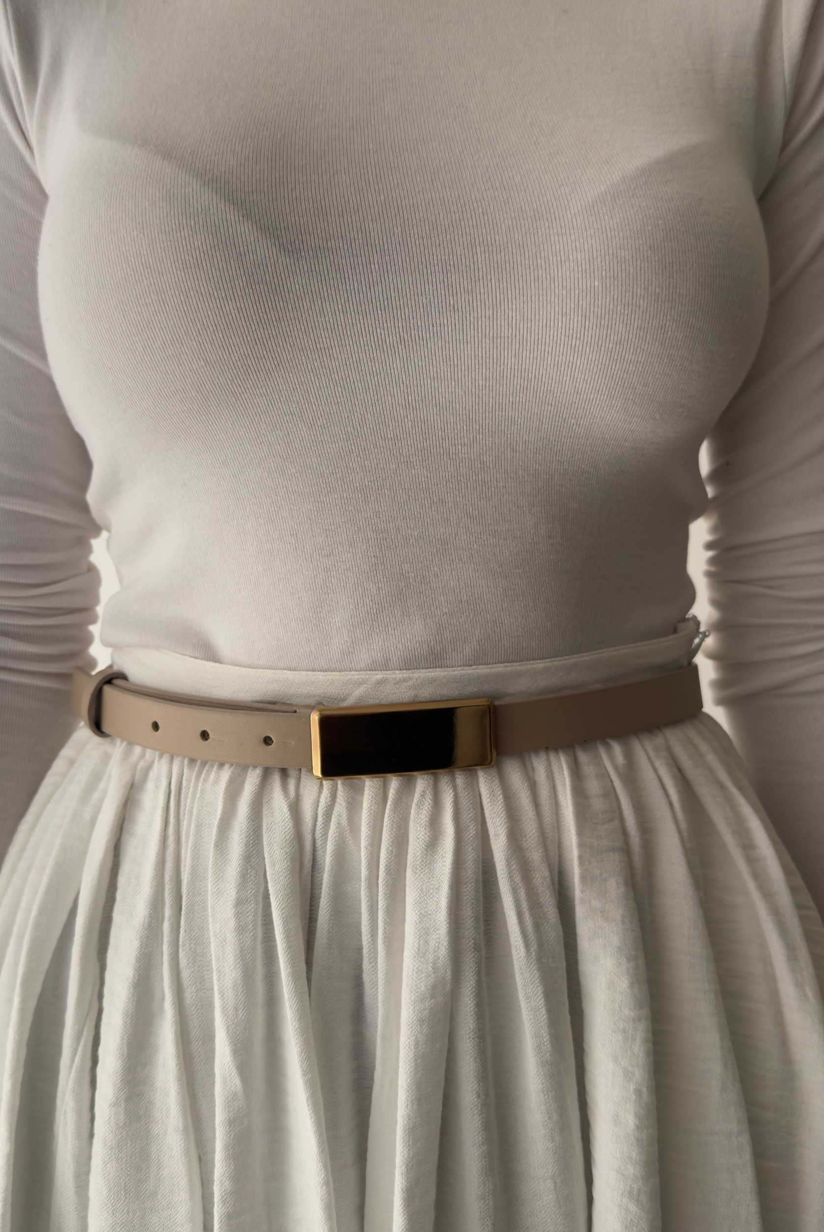 Kadın Kemer Gold Tokalı BEJ