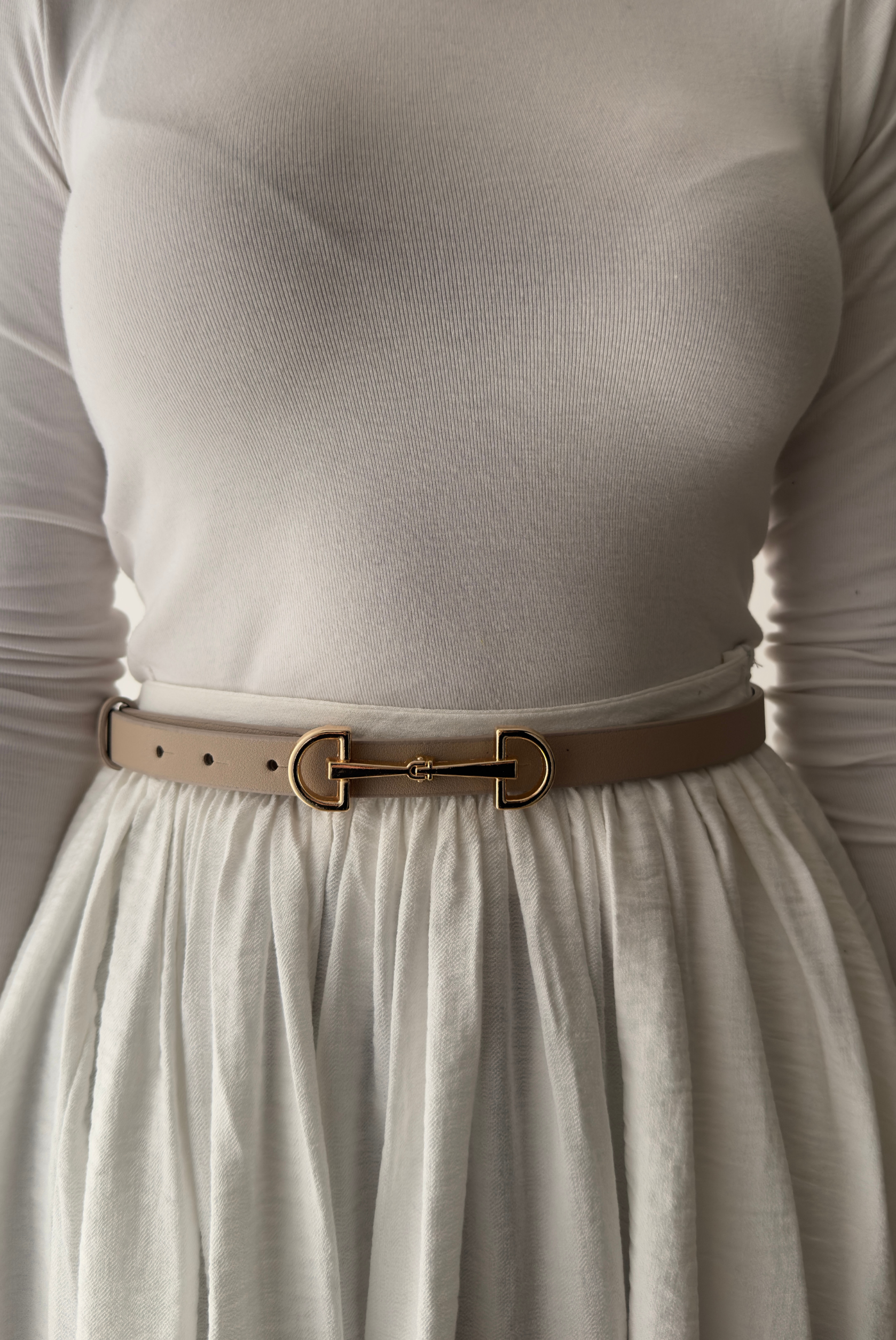 Kadın Kemer Gold Tokalı BEJ