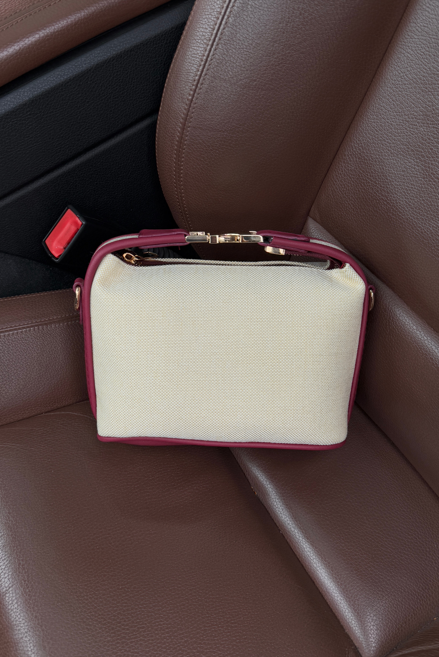 Kadın Keten El ve Omuz Çantası BORDO