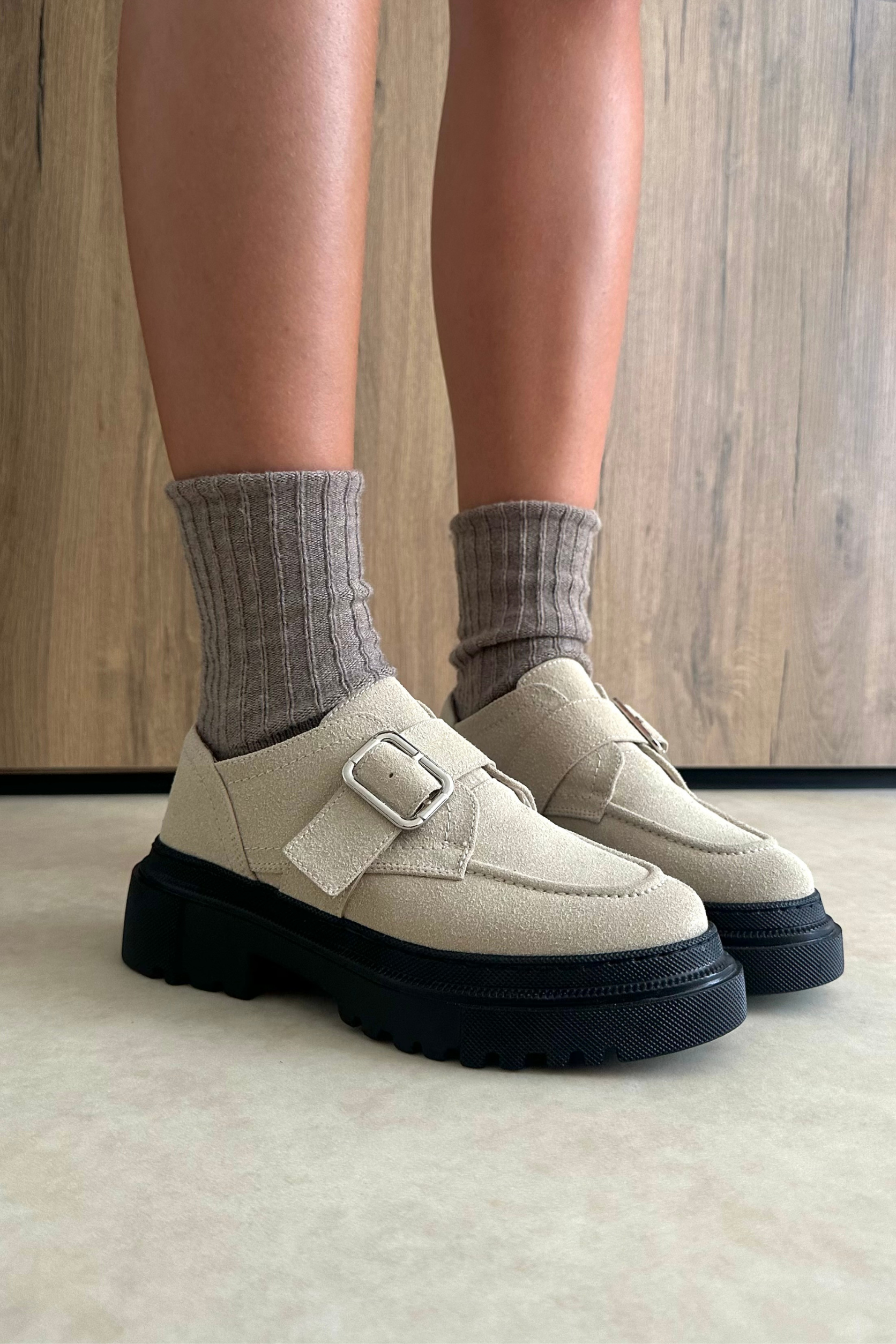 Kadın Makosen Ayakkabı TAŞ SÜET