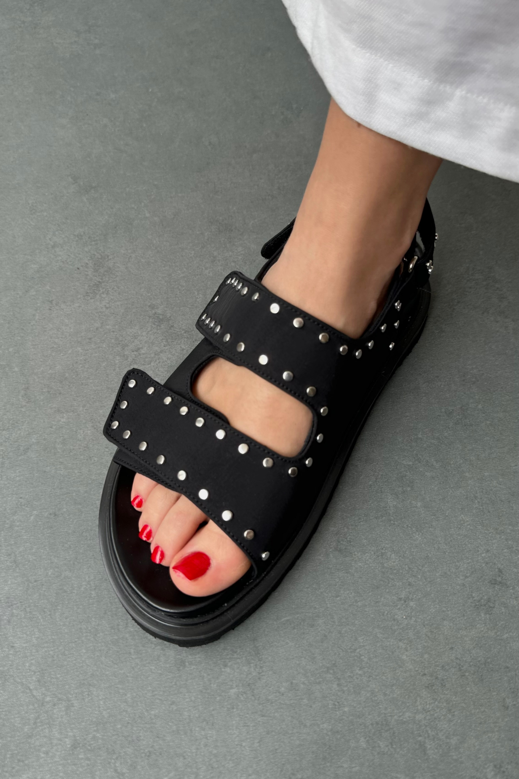 Kadın Sandalet SATEN TAŞLİ SİYAH