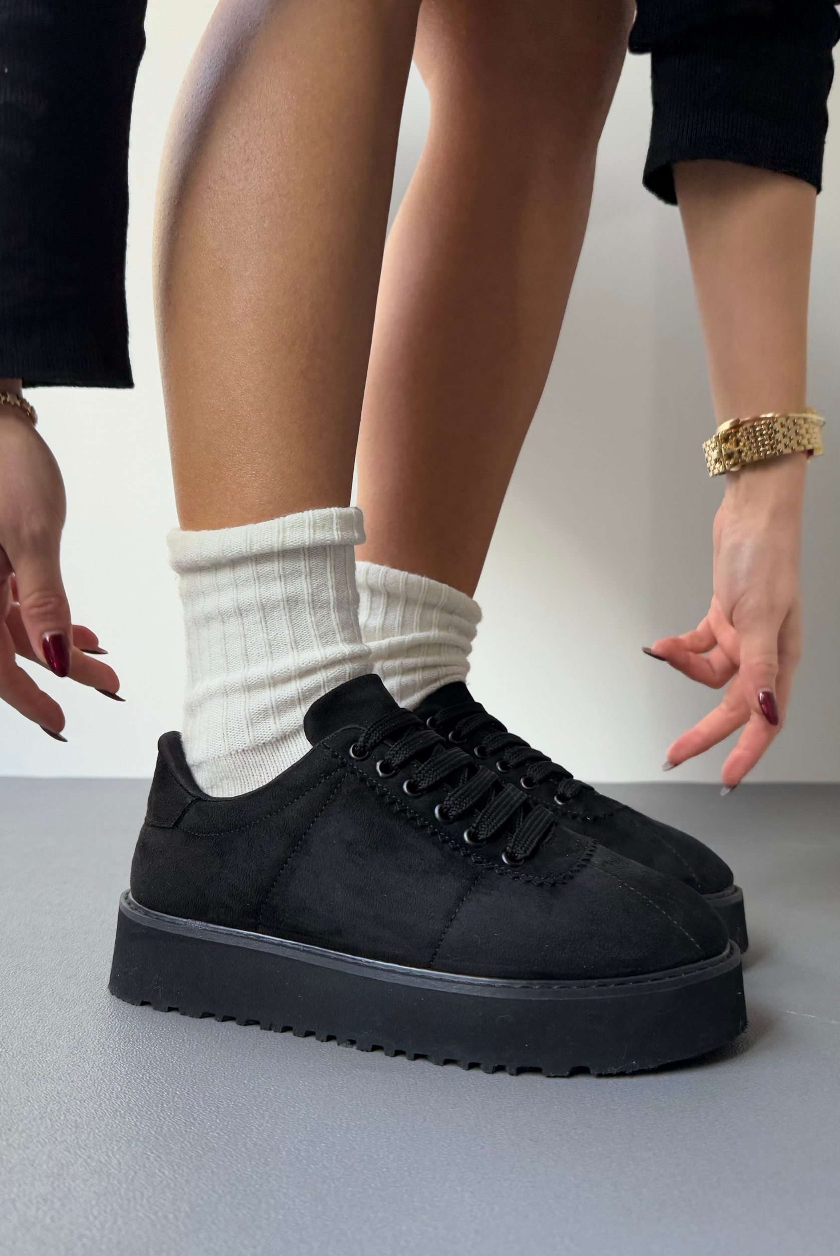 Kadın Spor Ayakkabı SİYAH SÜET