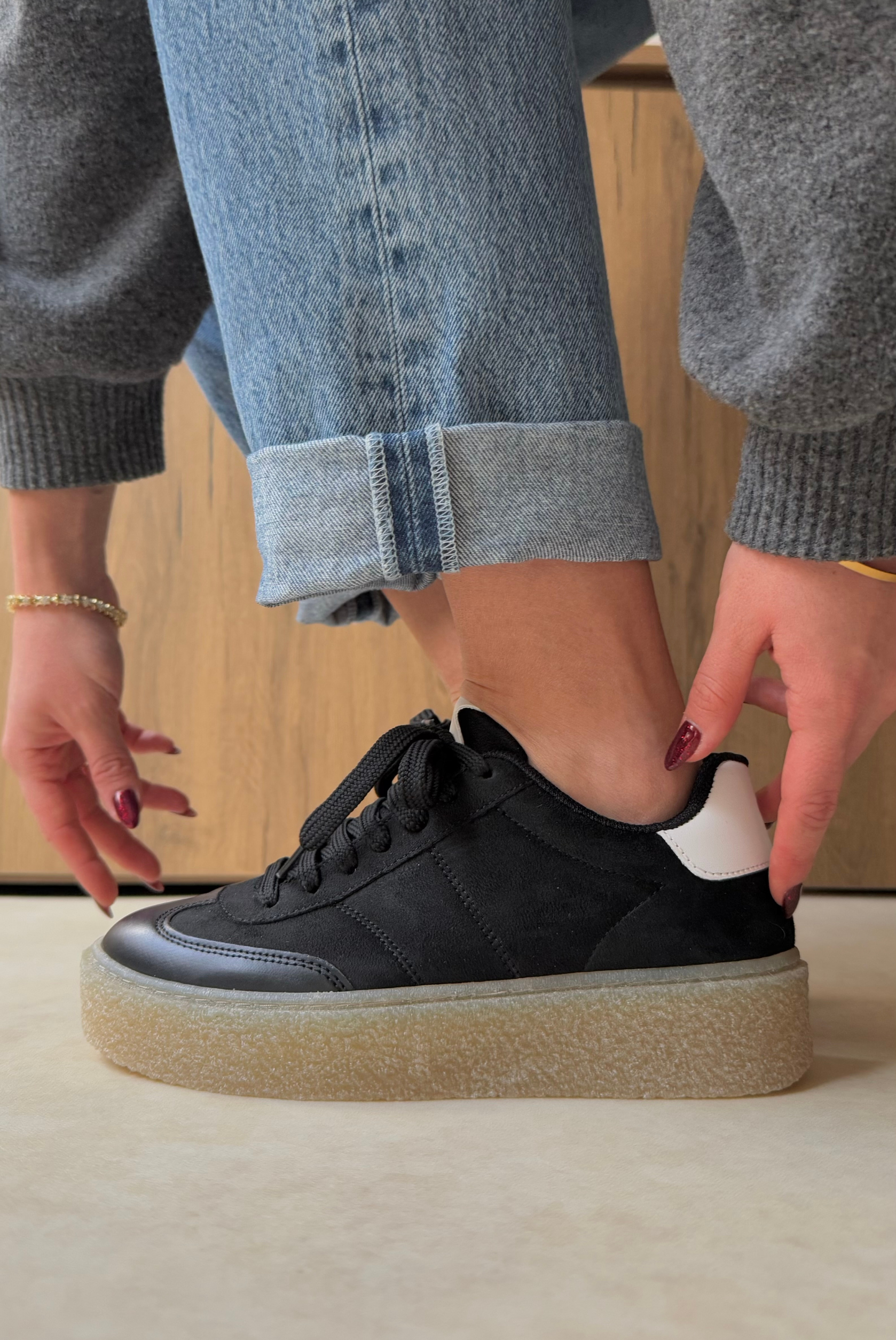 Kadın Spor Ayakkabı SİYAH SÜET