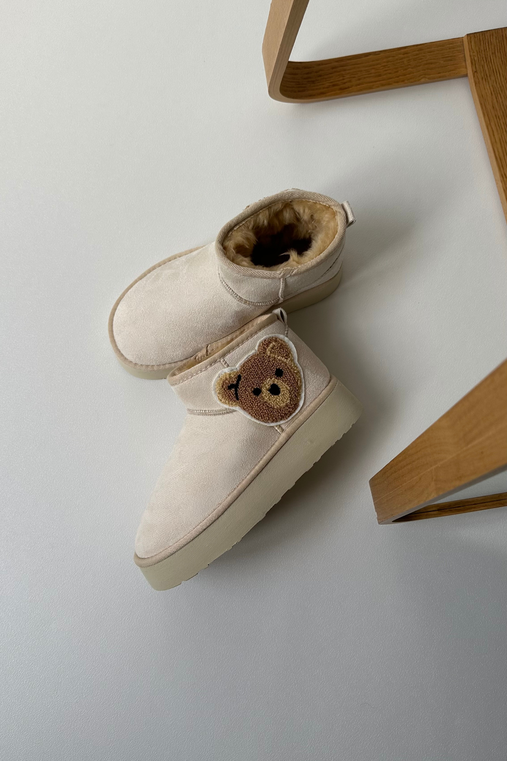 Mini İçi Kürklü Kalın Tabanlı BEJ BEAR