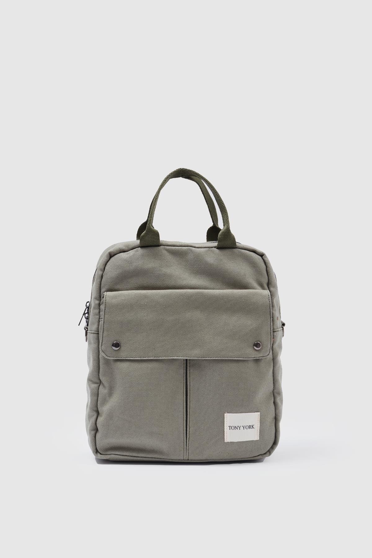 Unisex Keten Sırt Ve Kol Çantası Haki