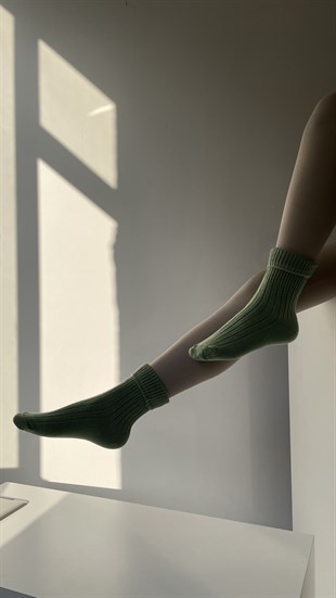 Kadın Yünlü Çorap AÇIK YEŞİL