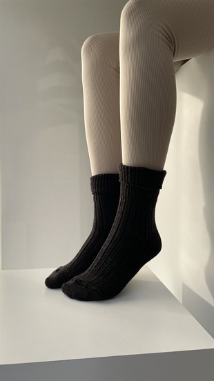 Kadın Yünlü Çorap KOYU GRİ