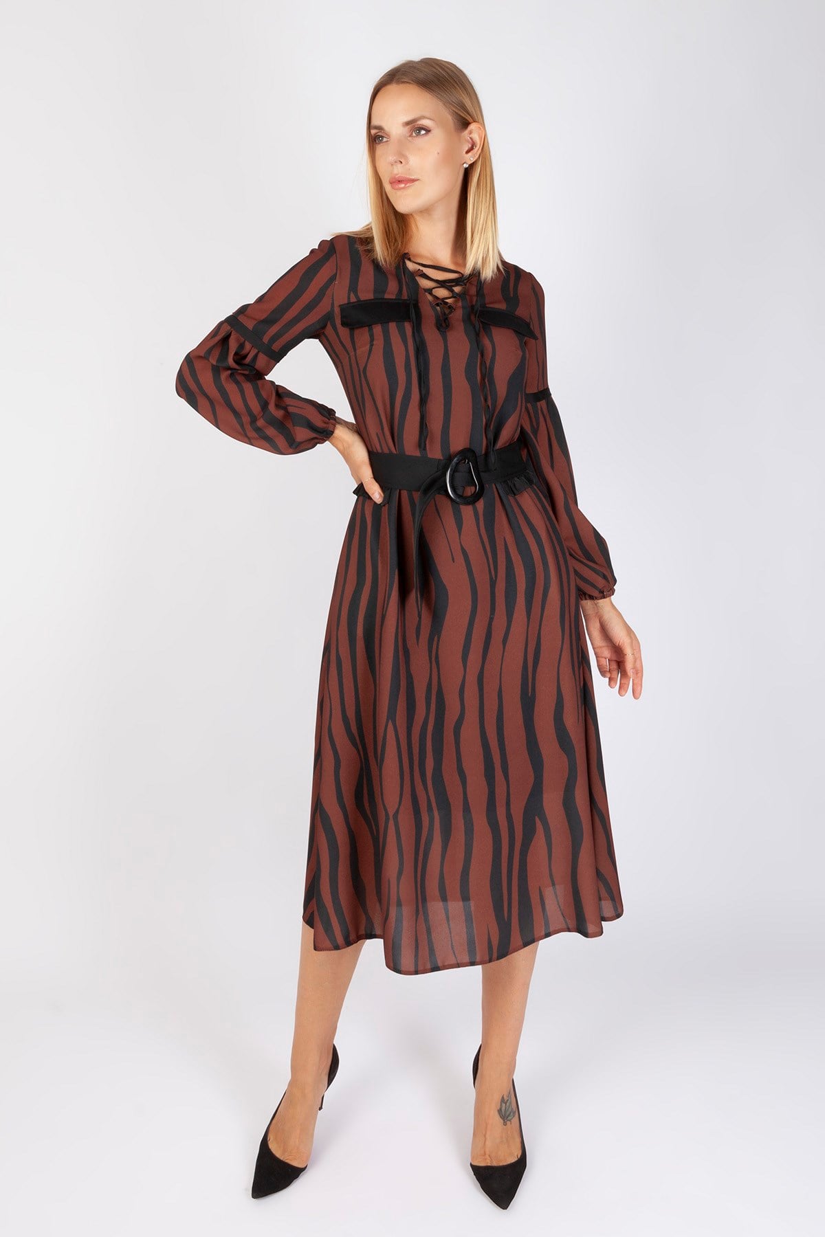 Zebra Desen Ara boy Elbise