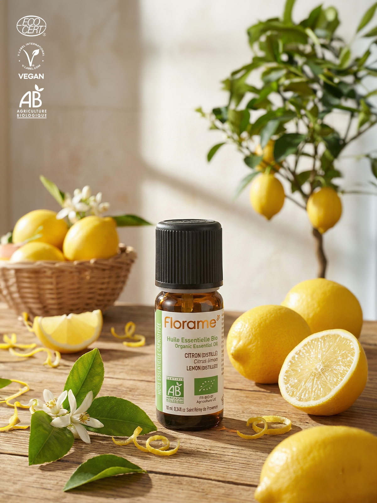 Organik Distile Limon Kabuğu Uçucu Yağı (Citrus limon)-10 ml