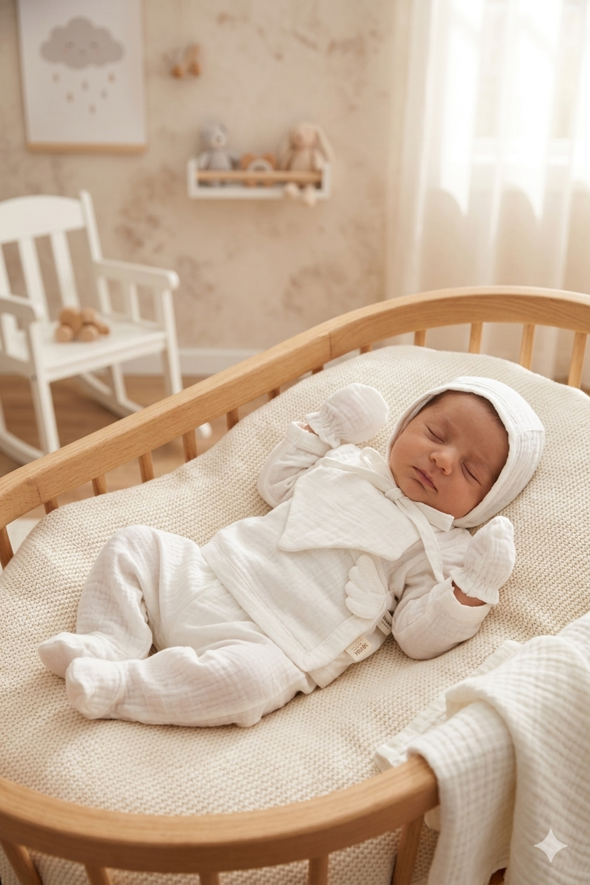 Angel Wings  Müslin 5li Yeni Doğan Seti-Beyaz