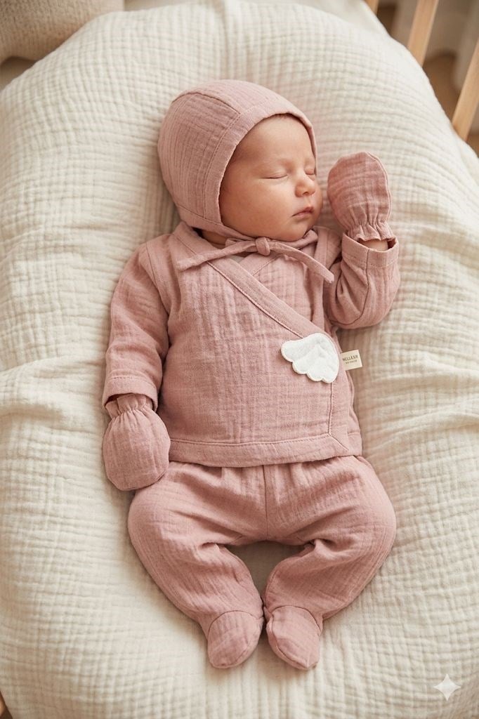 Angel Wings  Müslin 5li Yeni Doğan Seti-Pembe