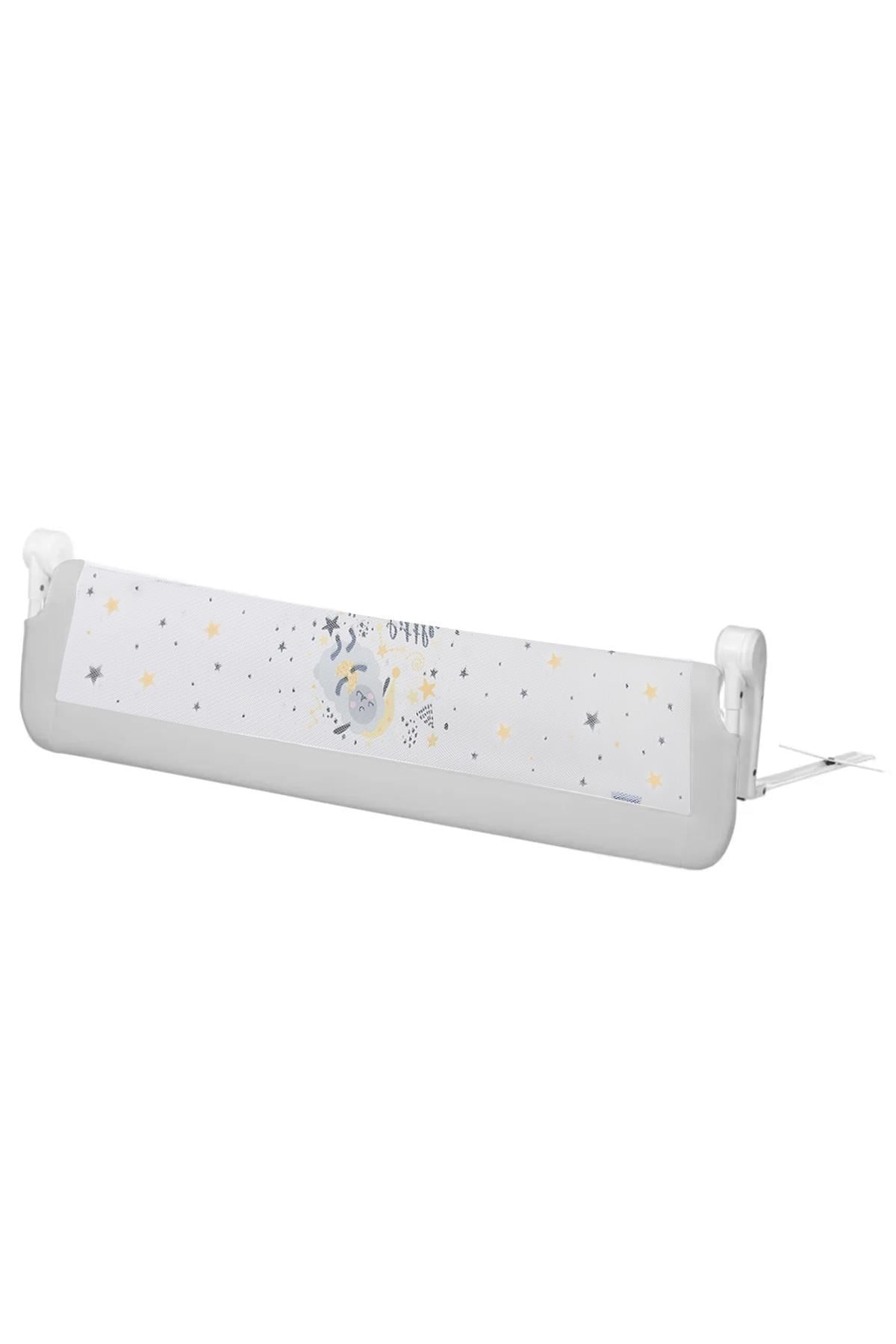 Wellgro 150*65 cm Gri Desenli Yatak Bariyeri, Yatak Korkuluğu