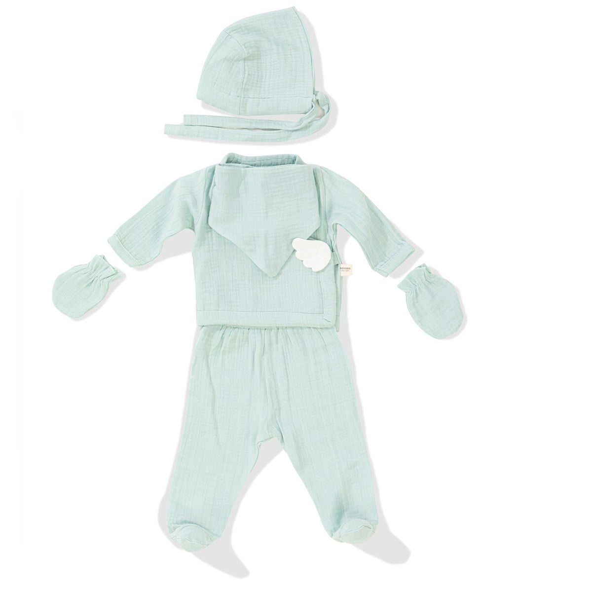 Wellgro Angel Wings Hastane Çıkışı Müslin 5li Yeni Doğan Seti-Mint