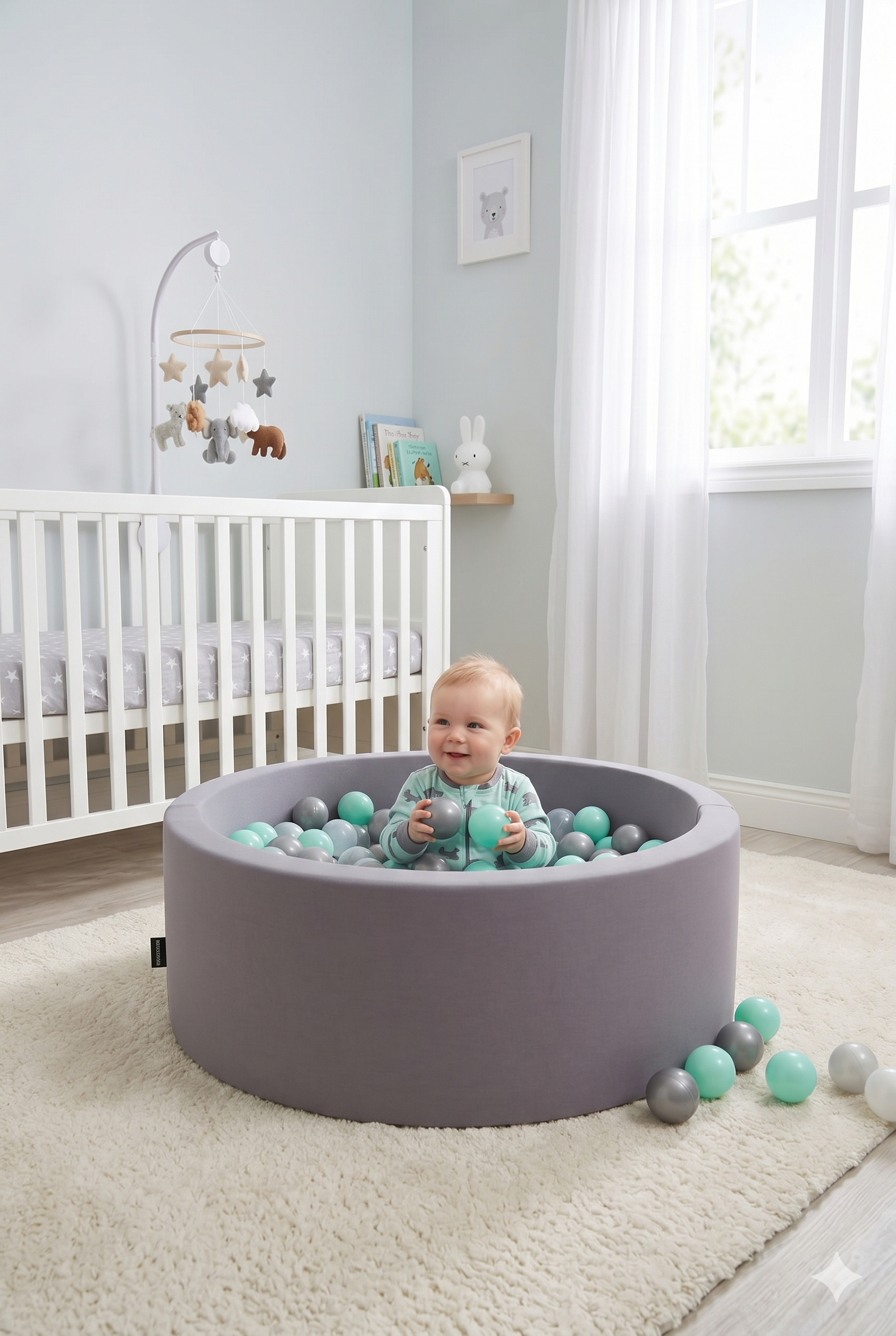 Wellgro Bubble Pops Gri Top Havuzu-Gri/Şeffaf/Mint