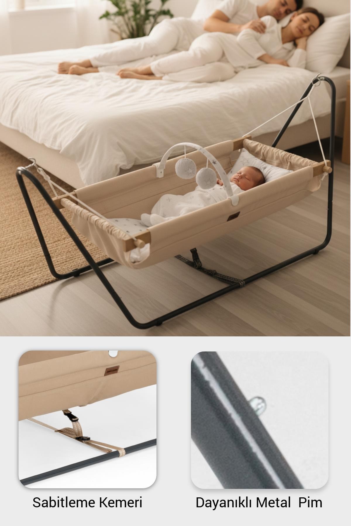 Wellgro Cozy Nest Hamak Beşik Kahve, Anne Yanı Bebek Hamağı