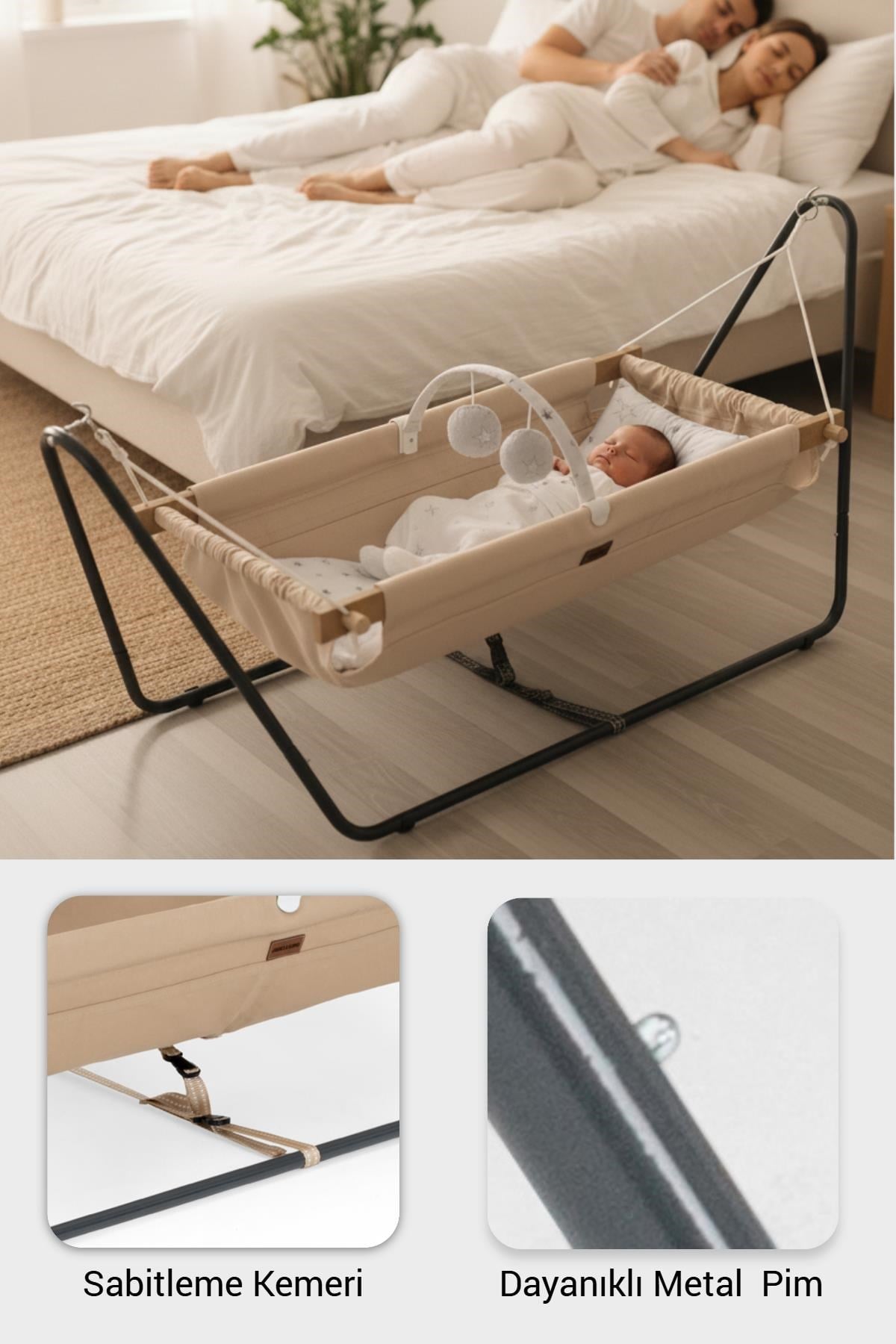 Wellgro Cozy Nest Hamak Beşik Kahve, Anne Yanı Bebek Hamağı