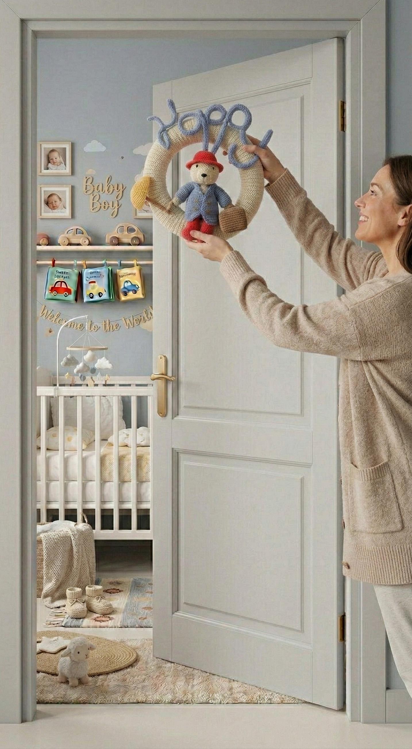 Wellgro Cuddly Amigurumis Ayıcık Çocuk Odası Kapı & Duvar Süsü