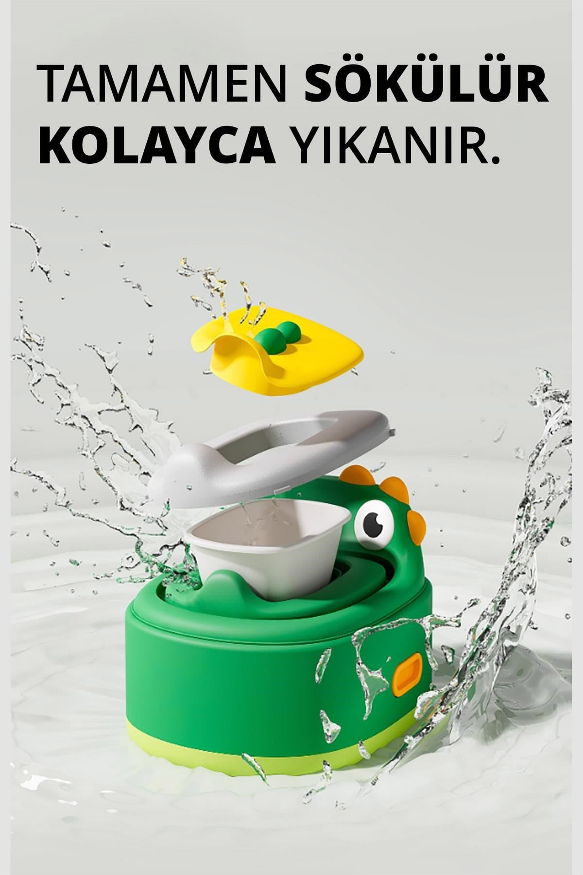 Wellgro Dino 2si 1 Arada Bebek Lazımlık ve Tuvalet Adaptörü - Yeşil