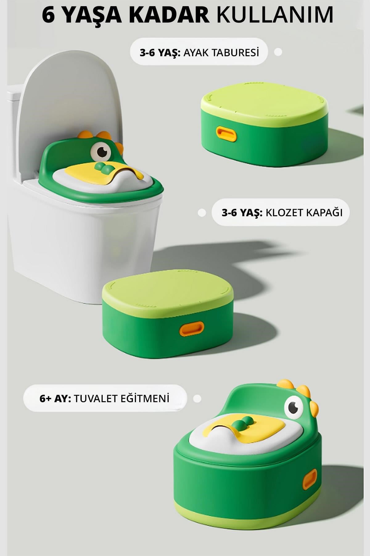 Wellgro Dino 2si 1 Arada Bebek Lazımlık ve Tuvalet Adaptörü - Yeşil