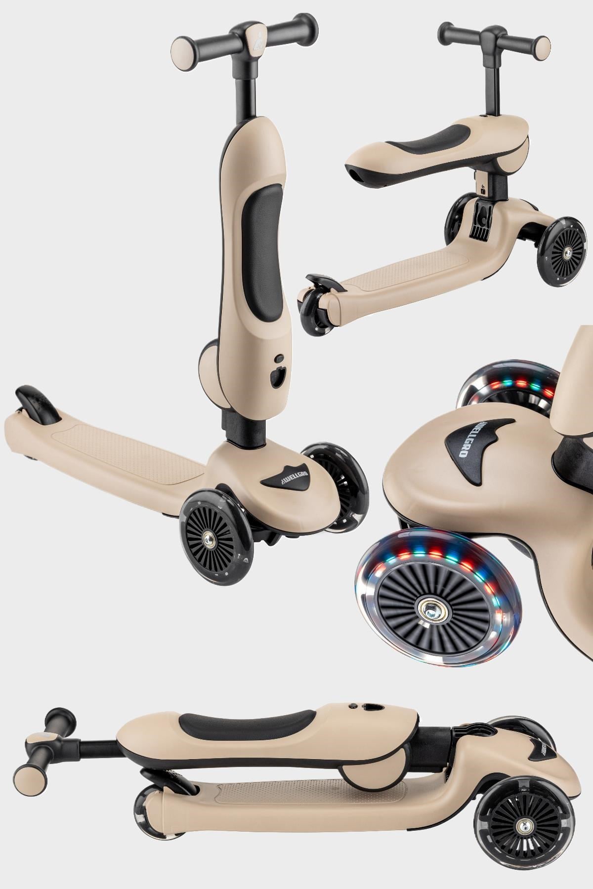 Wellgro Easy Go Oturaklı ve Işıklı Scooter, Kahve