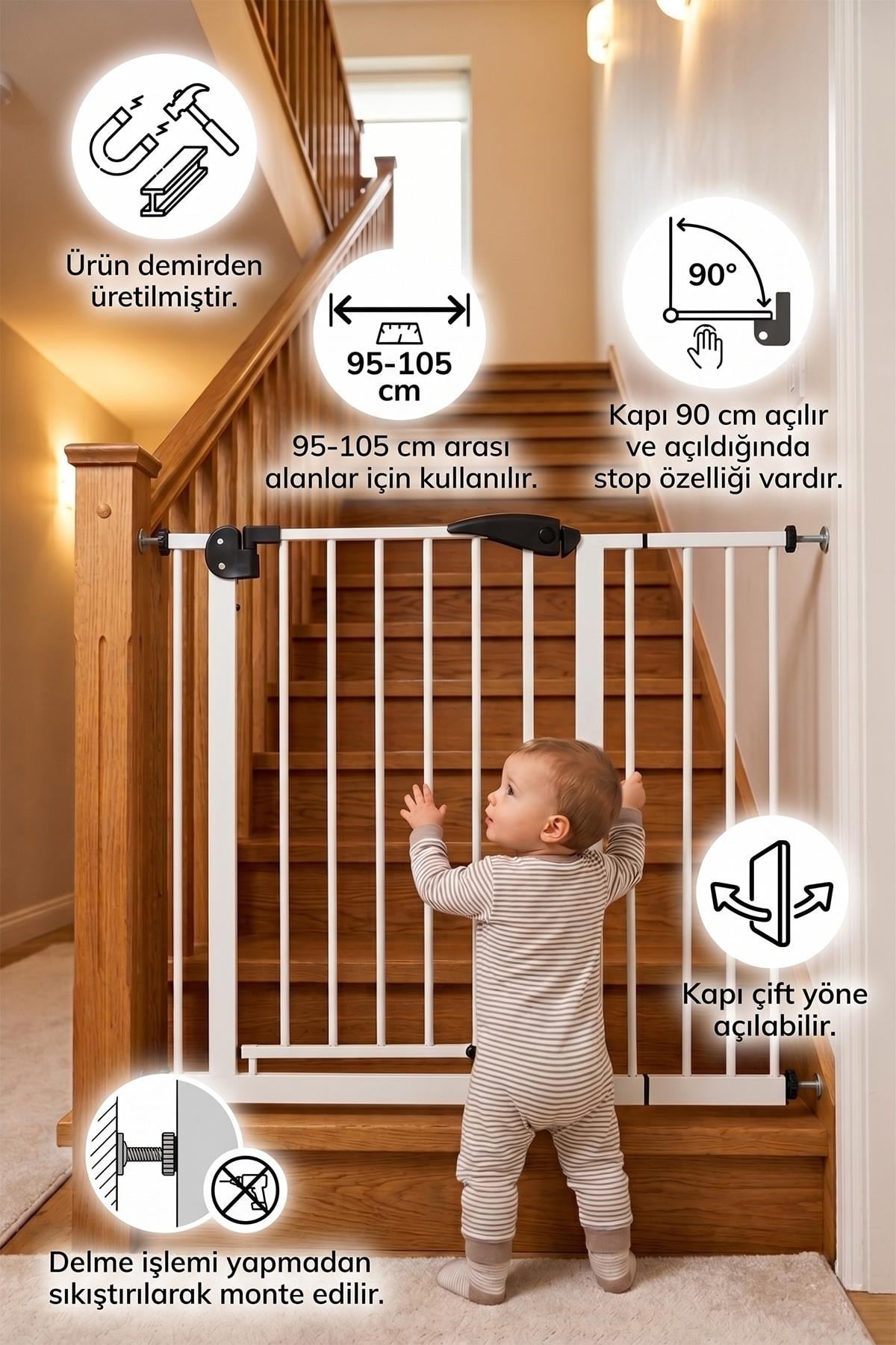 Wellgro Güvenlik Kapısı 96-105 cm Arası Kullanım İmkanı