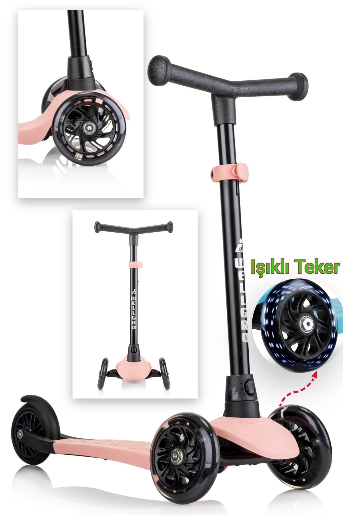 Wellgro Işıklı Scooter, Ayarlanabilir yükseklik, Ön Tekerleri Işıklı, Pembe