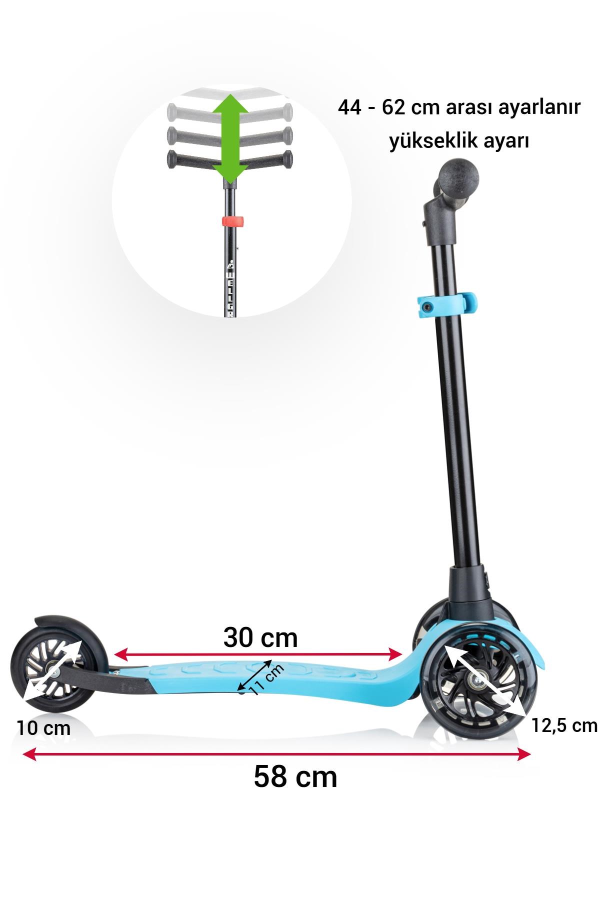 Wellgro Işıklı Scooter, Ayarlanabilir yükseklik, Ön Tekerleri Işıklı, Mavi