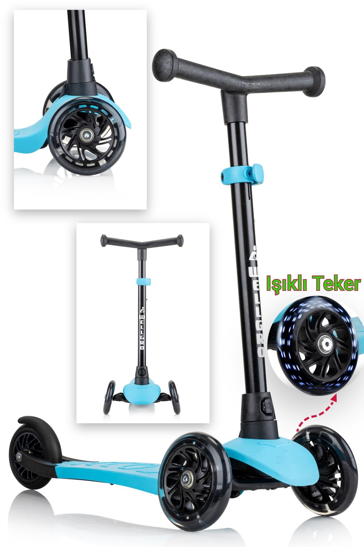 Wellgro Işıklı Scooter, Ayarlanabilir yükseklik, Ön Tekerleri Işıklı, Mavi