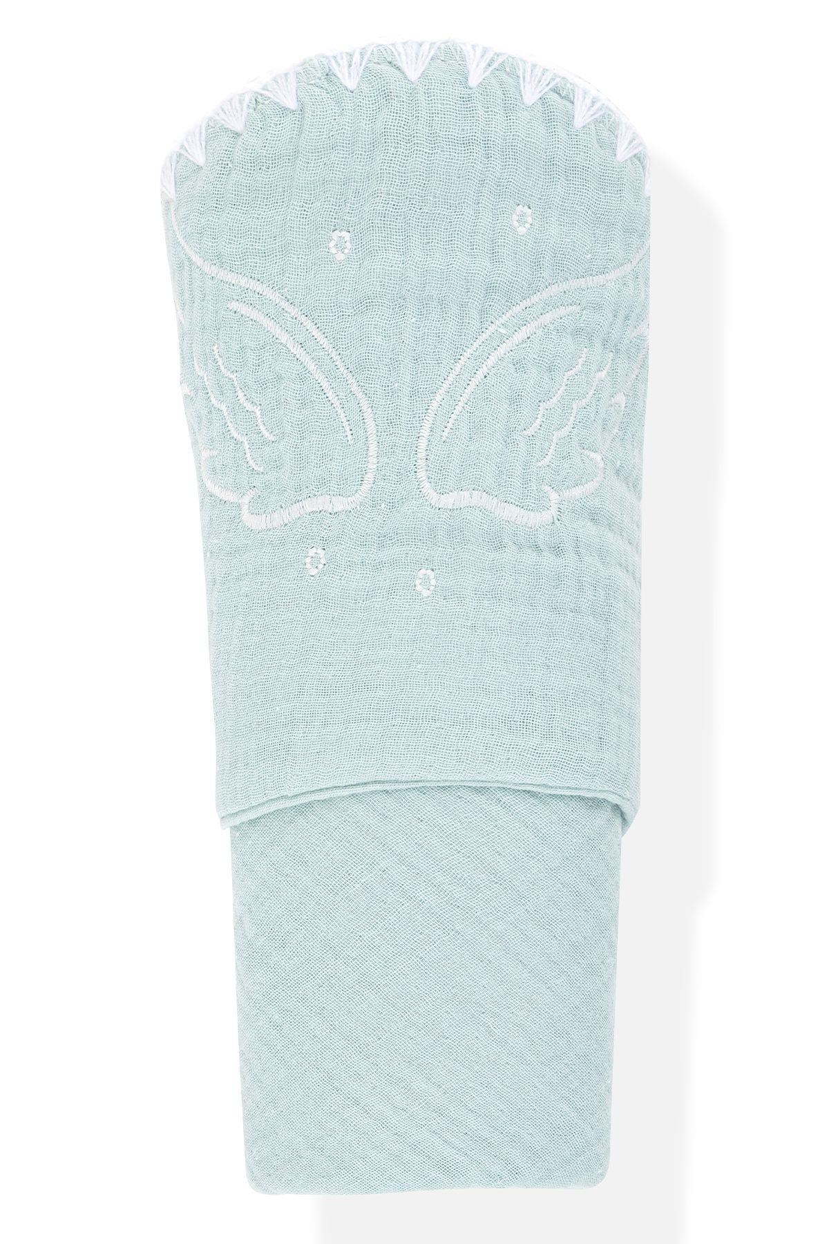 Wellgro Kapüşonlu Müslin Bebek Havlusu, Mint