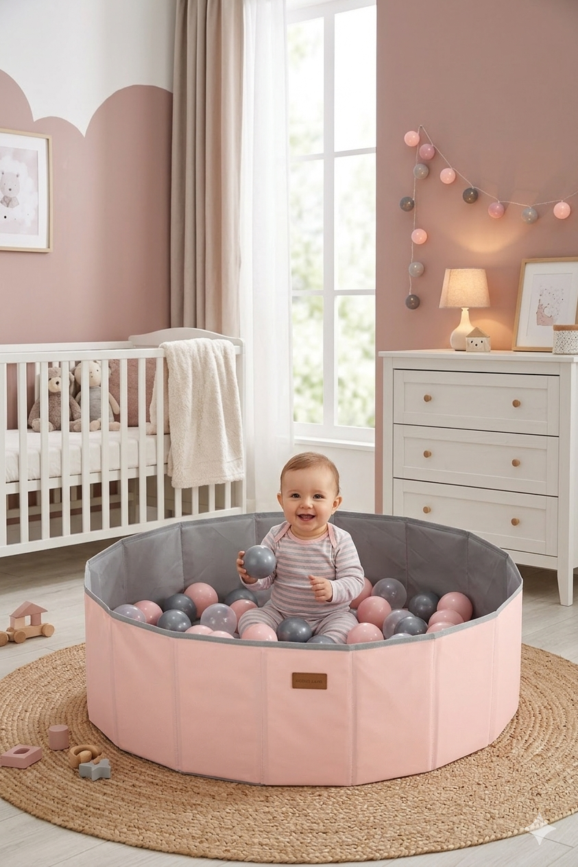 Wellgro Katlanır Aktivite ve Top Havuzu, 150 Toplu - Pembe