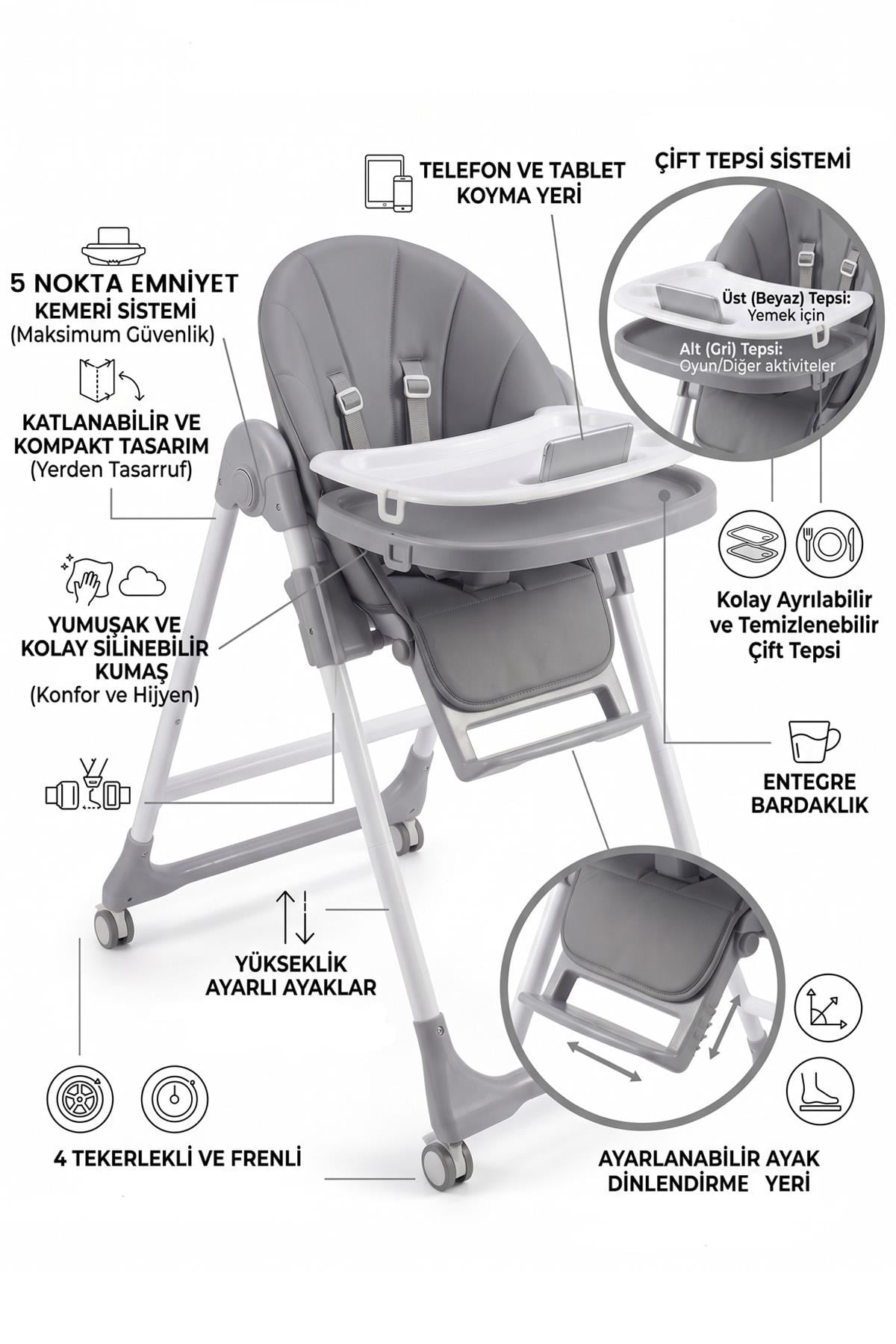 Wellgro Optima Çok Fonksiyonlu Mama Sandalyesi