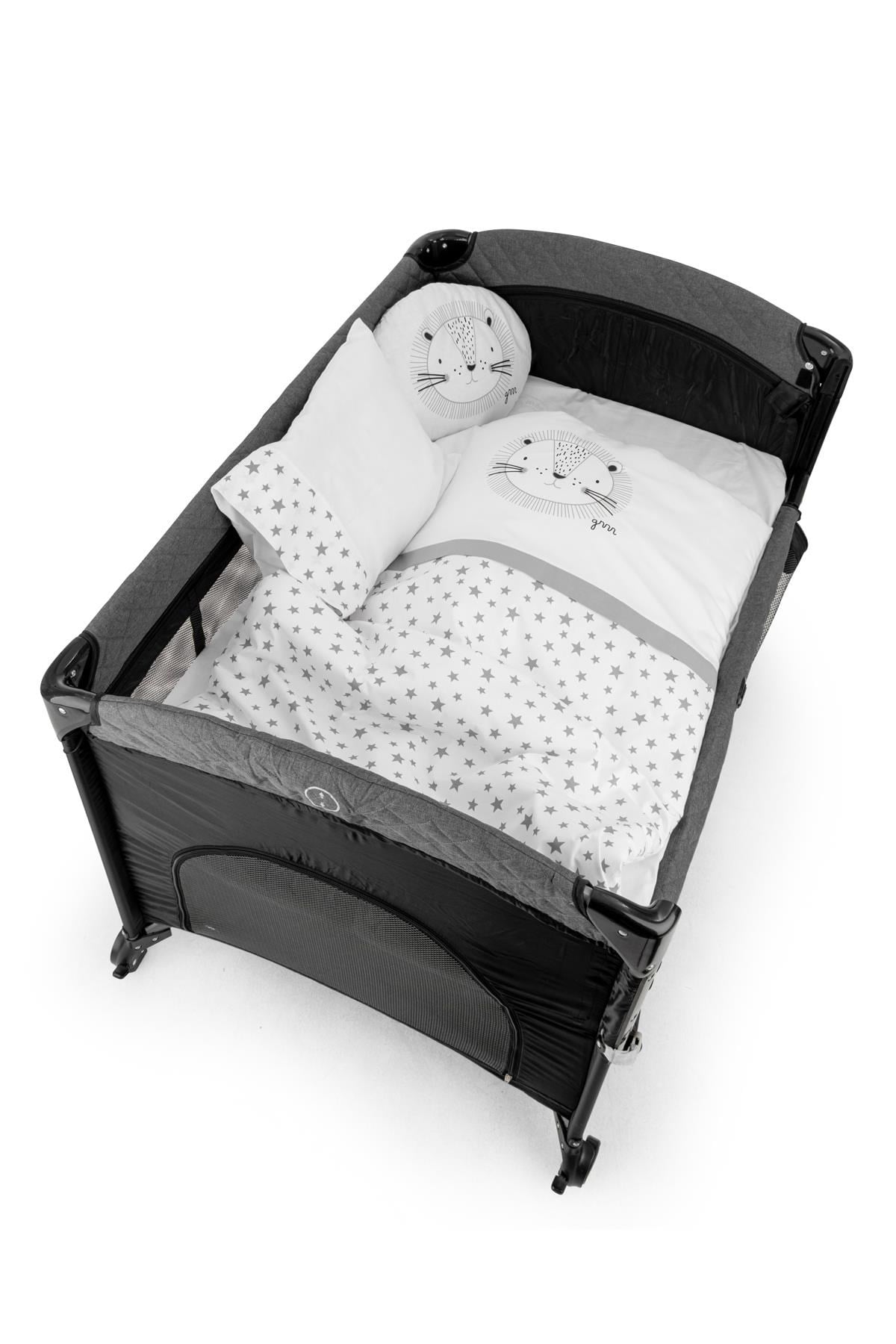 Wellgro Park Yatak Uyku Seti, Bebek Beşik Uyku Seti - 6 Parça, Gri