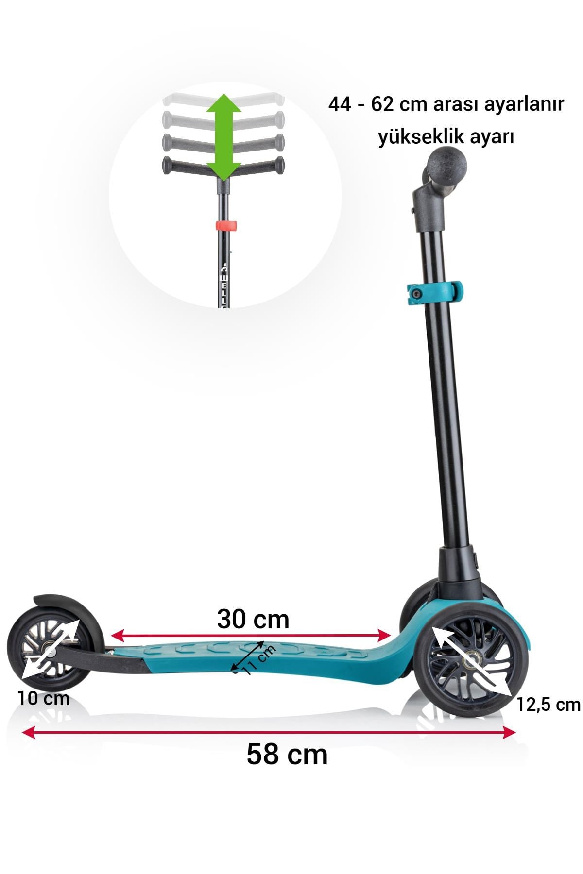 Wellgro Turbo Scooter, 3 Tekerli Yükseklik Ayarlı Çocuk Scooter- Yeşil