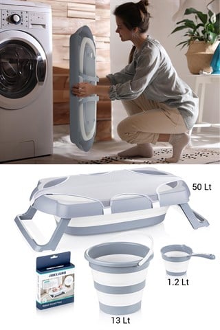 Wellgro 4 Parça Bebek Banyo Küvet Seti, Bebek Banyo Küveti, Katlanır Küvet 50 LT 