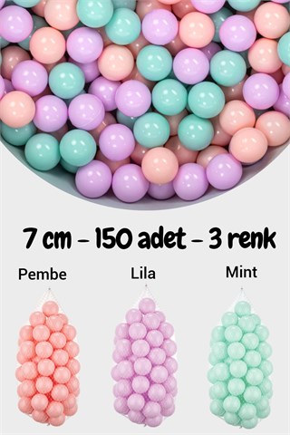 Wellgro 7 Cm Top Havuzu Topu 150 Adet Mint, Pembe, Lila