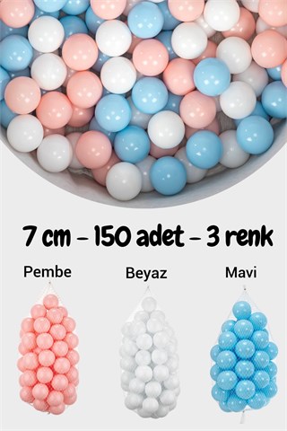 Wellgro 7 Cm Top Havuzu Topu 150 Adet Gümüş, Mavi. Beyaz