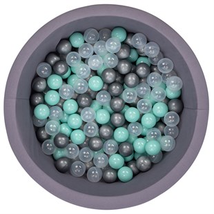 Wellgro Bubble Pops Gray Ball Pool-Grey/Transparent/Mint